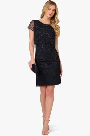Adrianna Papell Blue Studio Bead Popover Sheath Dress42