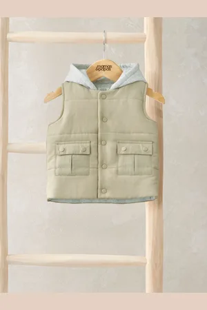 Mamas & Papas Hooded Brown Gilet9298cm