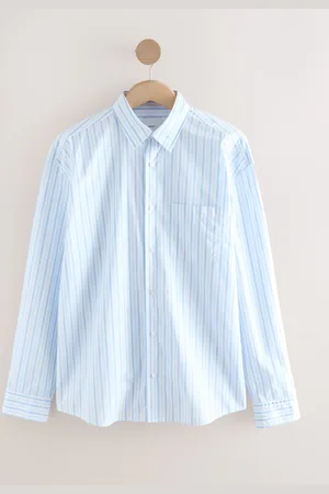Next Stripe Poplin Long Sleeve Oxford 100% Cotton Shirtlarge