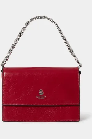Osprey Red The Chunky Chain Mini Leather Clutcheen