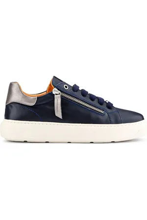 JONES BOOTMAKER Blue Paulina Chunky Leather TrainersEU 39 (UK 6)