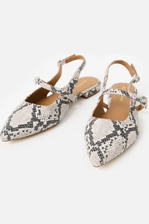 Oliver Bonas Mary Jane Snake Print Leather Slingbacks ShoesEU 39 (UK 6)