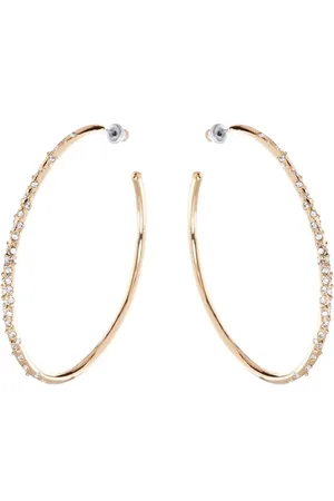 Karen Millen Gold Tone Crystal Sprinkle Large Hoop EarringsEén