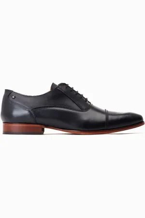 Base London Angelo Lace Up Toe Cap Oxford Black Shoesuk11eu45