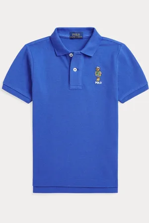 Ralph Lauren Boys Blue Polo Bear Pique 100% Cotton Polo Shirt7 Jaar (122cm)