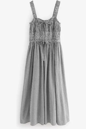 Next Strappy Tie Front 100% Cotton Midi Dress42tall