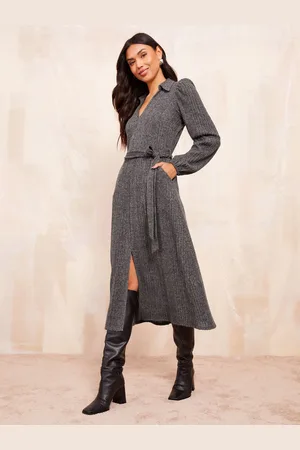 Friends Like These Cosy Long Sleeve Open Neck Midi Dress48