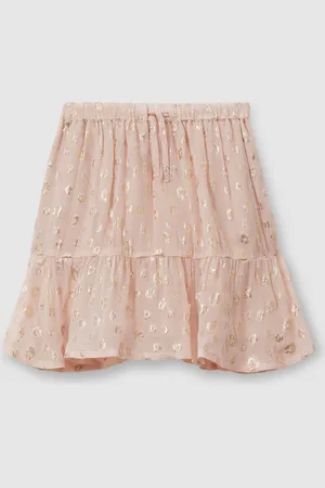 Reiss Ellen Metallic Print Flounced Hem Skirt9