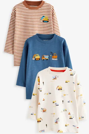 Next 100% katoenen transport-T-shirts met lange mouwen, set van 3 (3 mnd