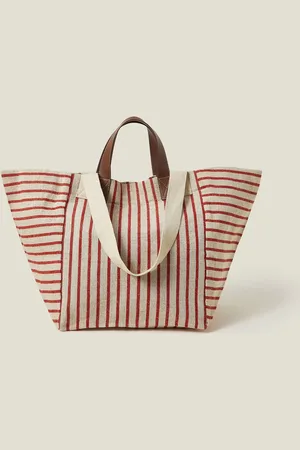 Accessorize Large Stripe Canvas 100% Cotton Tote Bageen