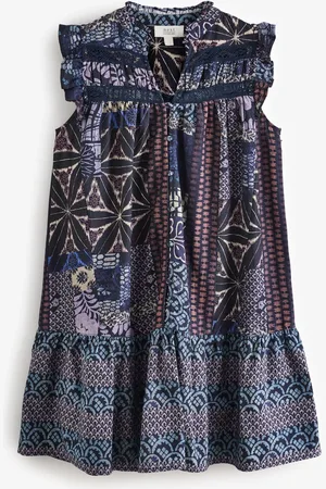Next Frill Detail Lace Insert Mini Dress with Linen42