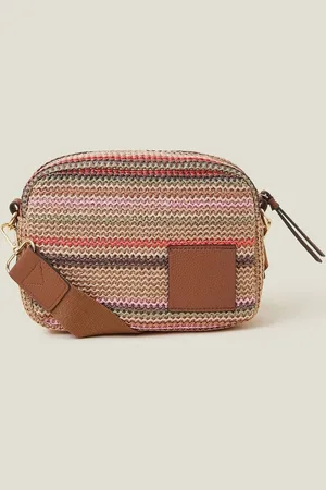 Accessorize Small Stripe Raffia Cross-Body Bageen