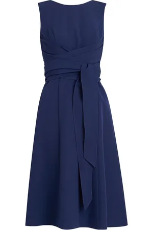 Gina Bacconi Blue Cathleen Crepe Tie Waist Dress44