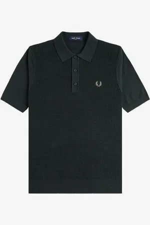 Fred Perry Waffle Knitted Polo ShirtMedium