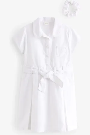 Next 100% Cotton Rich Belted School Dress With Scrunchie (3-14yrs)7 Jaar (122cm)