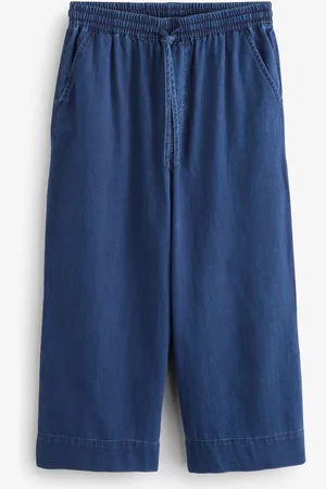 Next Lightweight Pullon Denim Wide Crops 100% Cotton JeansEU 44 Petite (UK 16 P)