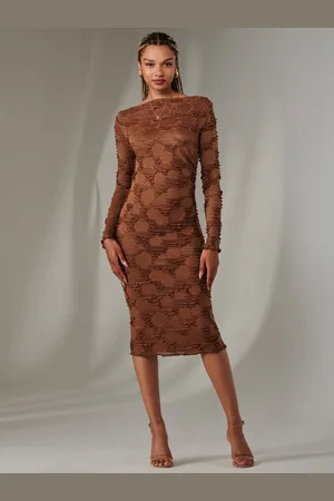 Jolie Moi Long Sleeve Textured Midi Dress40
