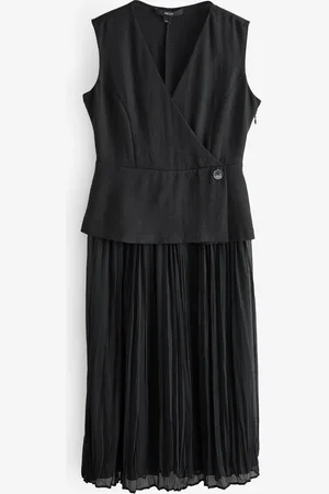 Next Sleeveless V-Neck Waistcoat Pleated Skirt Midi Dress6 P