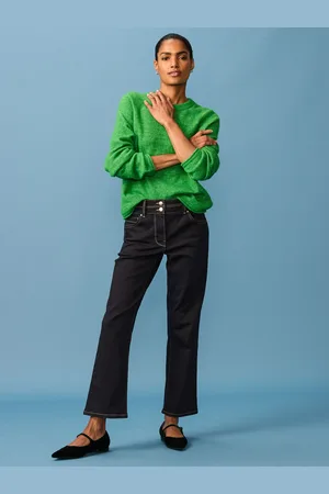 Next Slanke, uitlopende bootcut-jeans met hoge taille48 Petite