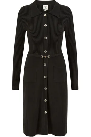 Yumi Rib Knit Midi Shirt Dress With Snaffle BeltM