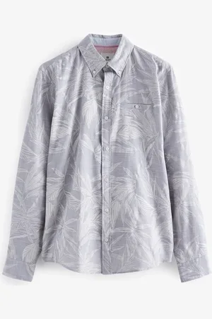 Next Roll Sleeve Textured Floral 100% Cotton Oxford Shirt4XL