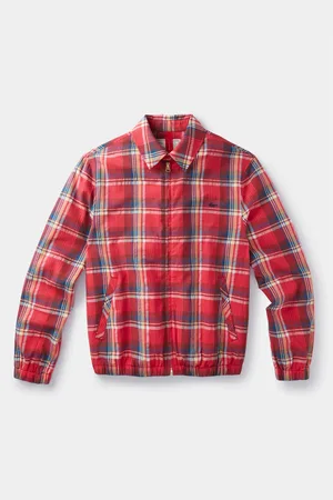 Aubin Red Langton Checked 100% Cotton Harrington JacketLarge