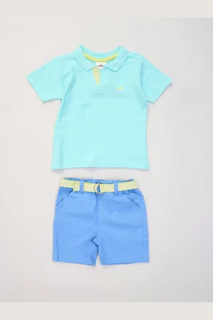 Little Gent Blue Polo Shirt and Belted Shorts Outfit Set9298cm