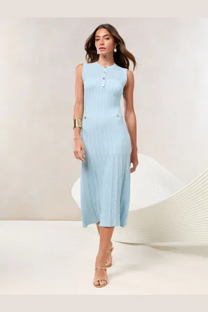 Lipsy London Pointelle Ribbed Knit Buttoned Sleeveless Midi Dress46