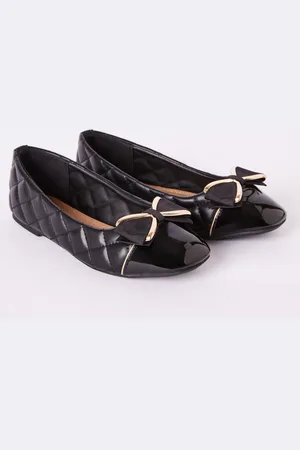 Lipsy London Faux Leather Flat Slip On Quilted Bow Ballerina School ShoesEU 29 (UK 11)