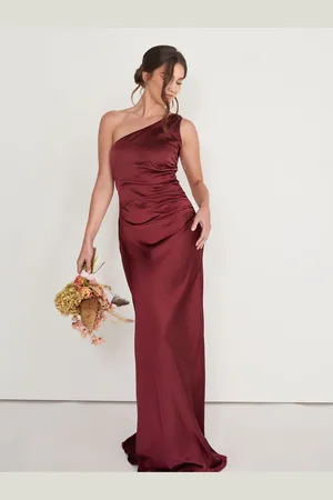 Six Stories One Shoulder Satin Ruched Bridesmaid Dress46