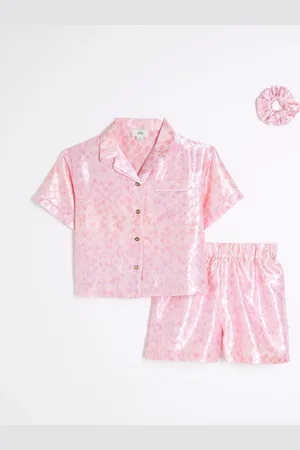River Island Girls Leopard Satin Pyjamas122128cm