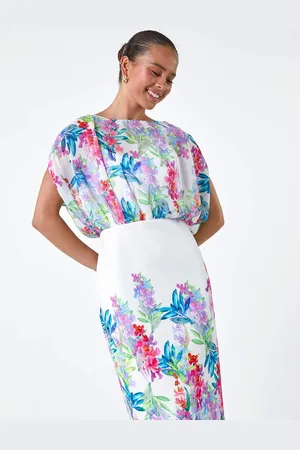 Roman Floral Chiffon Blouson Overlay Dress46