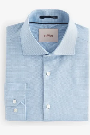 Next Slim Fit Signature Single Cuff Texture Pima Cotton Shirt With Cutaway Collar44cm R (UK 17.5 R)