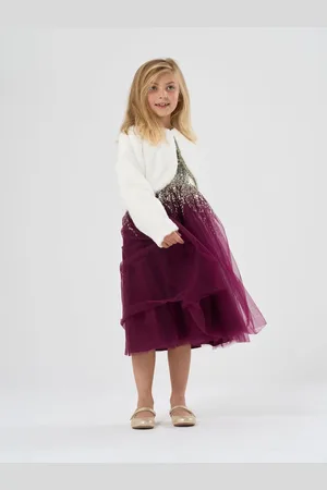 MISS Sequin Waterfall Dress With Faux Fur Bolero Outfit Set3
