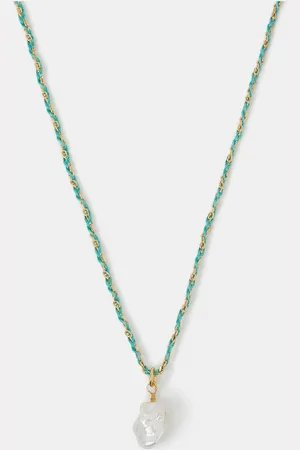 Accessorize 14ct Plated Pearl Braided Cord NecklaceEén