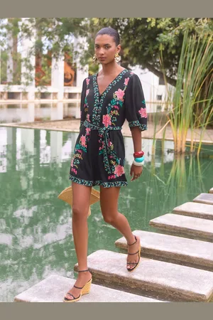 Love & Roses Printed Kimono Sleeve Belted Playsuit38