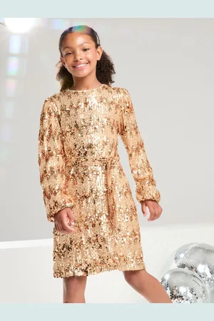 Lipsy London Long Sleeve Sequin Party Dress (5-16yrs)9 Jaar (134cm)