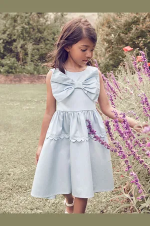 Laura Ashley Scallop 100% Cotton Bow Dress146152cm