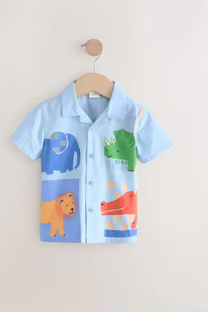 Next 100% katoenen overhemd met korte mouwen en Animal Hotchpotch-print (3 mnd