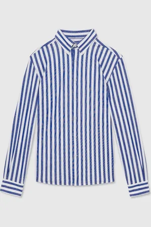 Reiss Tobin Striped Jersey Button-Down Shirt With Cottonsmall