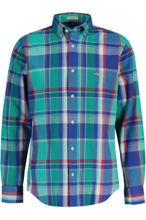 GANT 100% Cotton Regular Fit Seersucker Madras Shirtmedium