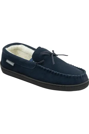 Dunlop Mens Faux Fur Lined Leather Moccasin Slippersuk12eu47