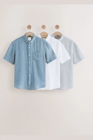Next Cotton Linen Blend Short Sleeve Shirt MultipackMedium