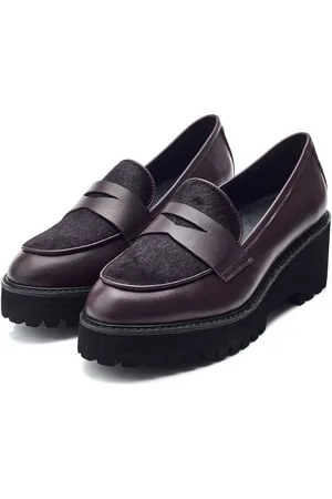 Moda In Pelle Red Florense Chunky Sole Wedge Leather LoafersEU 40 (UK 7)