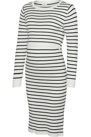 Mama;licious Maternity Striped Knit Midi Dress With Nursing FunctionXXL 18