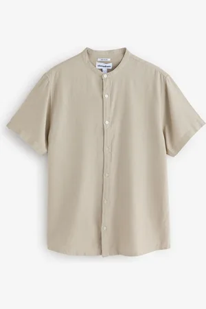 Threadbare Overhemd van linnenmix zonder kraag met korte mouwenlarge