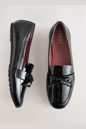 Next Forever Comfort Round Toe Patent Bow Detail Loafer Ballet ShoesEU 37 (UK 4)