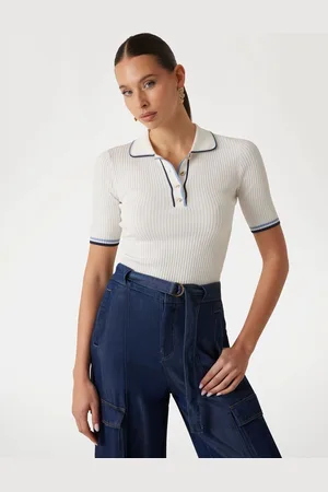 Guess Thalia Short Sleeve White Polo Shirtmedium