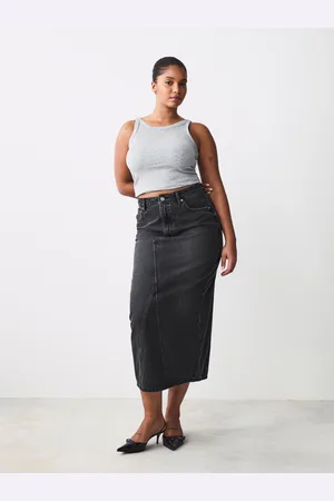 Next Hourglass Maxi Back Split Denim 100% Cotton Skirt40 R