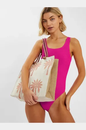 Accessorize Palm Embroidered Shopper Beach Bageen